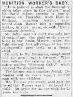 Report proving paternity of Elsie Williams’s baby. Herald of Wales 22nd December 1917.