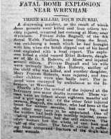 Report of the shell explosion that killed four girls and injured three adults, North Wales Chronicle 10th March 1916