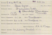 One of Elsie Courtis’s VAD record cards.